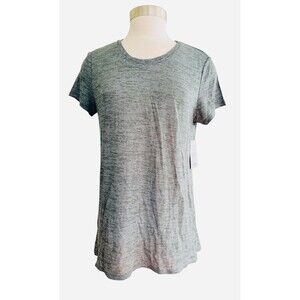 Athleta Wm M Soft Olive Stripe Short Sleeve Stretch Pullover Crew Neck Tee New